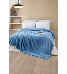 Panchy Canky Coperta Wellsoft Çift Kişilik Battaniye 180x200-200X220 (Mavi)