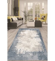 Dijital Kaymaz Taban Yıkanabilir Modern Renkli Salon Halısı Mutfak Halısı Yolluk ND-HT-494 (Mavi)