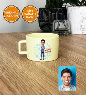 Kişiye Özel Karikatürlü Hemşire Hediye Pastel Fincan Erkek Hemşireye Tıp Bayramı Hediyesi (Sarı)
