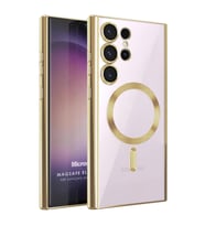 Microsonic Samsung Galaxy S24 Ultra Kılıf MagSafe Luxury Electroplate Siyah (Gold)