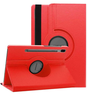 Samsung Galaxy Tab S7 FE T730 T735 T737 Kılıf 360 Dönebilen Standlı Case (Kırmızı)