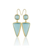 Kadir Jewellery 22 Ayar Altın Kaplama Kadın Sallantılı Küpe -El İşçiliği Ve Hipoalerjenik Küpe (Açık Mavi)