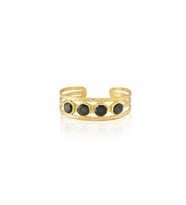 Kadir Jewellery 22 Ayar Altın Kaplama El İşçiliği Zirkon Taşlı Kadın Kaburga Bilezik (Siyah)