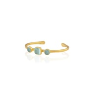 Kadir Jewellery 22 Ayar Altın Kaplama Zirkon Taşlı Ayarlanabilir Vintage Bilezik (Açık Mavi)