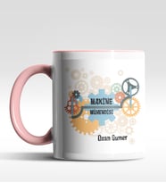 Kişiye Özel Makine Mühendisi Tasarımlı Siyah Kupa (Beyaz-Pembe)