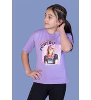 Toontoy Kız Çocuk Power Baskılı Tişört (Lila)