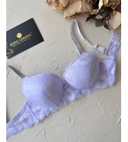 Jasmine Askıları Parlak Taşlı Hafif Destekli Dantelli Soft Cup İthal Sütyen (B-C Cup) (Lila)