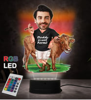 Doğum Günü Hediyesi,Sevgiliye Hediye, Kişiye Özel Fotoğraflı Çiftçi Karikatür 3D Led Lamba (RGB)