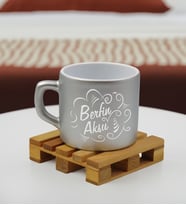 BK Gift Kişiye Özel İsimli Renkli Middle Çay & Kahve Fincanı-6(14 Renk Seçeneği), Arkadaşa Hediye, Sevgiliye Hediye, Doğum Günü Hediyesi (Gümüş)