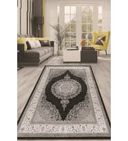 Dijital Kaymaz Taban Yıkanabilir Modern Renkli Salon Halısı Mutfak Halısı Yolluk ND-HT-461 (Siyah)