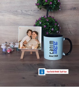 Babaya Hediye Fotoğraflı Dekoratif Taş, Kupa Bardak Beyaz Hediye (Model 11)