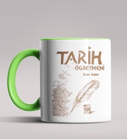 Kişiye Özel Tarih Öğretmeni Tasarımlı Siyah Renk Kupa Bardak 3 (Yeşil)