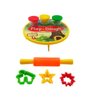 Play Dough Oyun Hamuru Seti Sofralı Merdaneli 3 Renk Hamurlu Kalıplı Oyun Hamuru Seti (Sarı)