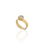 Kadir Jewellery 22 Ayar Altın Kaplama Zirkon Taşlı Kadın Minimal Yüzük (Beyaz)