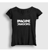 Presmono Kadın Sarı Logo V2 Imagine Dragons T-Shirt 82340tt (Siyah)