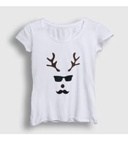 Presmono Kadın Sarı Male Deer Yılbaşı T-Shirt 271521tt (Beyaz)