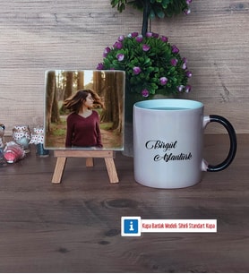 İsme Özel Fotoğraflı Dekoratif Taş, Kupa Bardak Beyaz Hediye (Model 9)