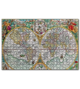 Cakapuzzle Dünya Haritası Latince ve Resimli  Puzzle Yapboz MDF (Ahşap) (255 Parça)