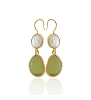 Kadir Jewellery 22 Ayar Altın Kaplama Kadın İnci Küpe -El İşçiliği Ve Hipoalerjenik Küpe (Zeytin Yeşili)