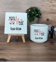 Paramedik Hediye Seti Kupa Bardak T Kulplu ve Dekoratif Taş Tıp Bayramı Hediyesi (Model 6)