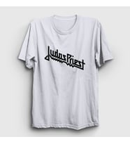 Presmono Unisex Sarı Logo Judas Priest T-Shirt 88121tt (Beyaz)