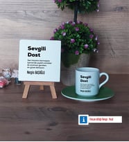 Arkadaşa Hediye Dekoratif Taş, Türk Kahvesi Fincanı Kırmızı İsme Özel Hediye (Model 7)