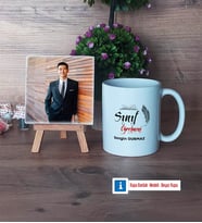 Sınıf Öğretmeni Fotoğraflı Dekoratif Taş, Kupa Bardak Beyaz Hediye (Model 1)