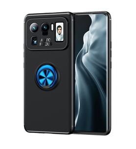 Xiaomi Mi 11 Ultra Kılıf Zore Ravel Yüzüklü Silikon Kılıf (Siyah-Mavi)