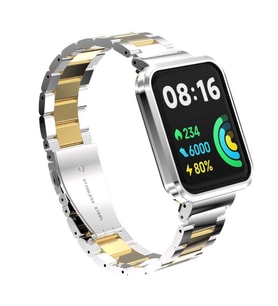 Xiaomi Redmi Watch 2 Lite Zore KRD-60 Metal Kordon (Gümüş - Altın)
