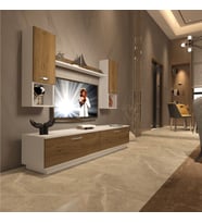 Decoraktiv Eko 5DAB Mdf Std Tv Ünitesi Tv Sehpası - Parlak Beyaz (Beyaz - Pera)