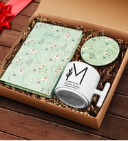 Tasarım Defter & Kişiye Özel Tasarım T Kupa & Tasarım Bardak Altlığı Hediye Seti (Siyah)