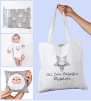 eJOYA Bebeklere Özel Çantasında Kişiye Özel Battaniye Yastık Ve Zıbın Bebek Hediye Seti 109863 (Mavi)