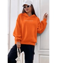 Dreamer Baskılı Oversize Sweatshirt (Turuncu)
