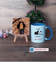 Sevimli Panda Fotoğraflı Dekoratif Taş, Kupa Bardak Beyaz Hediye (Model 4)