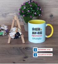Din Kültürü Öğretmeni Kupa Bardak Beyaz ve Fotoğraflı Ahşap Anahtarlık Hediye Öğretmenler Günü Hediyesi (Model 7)