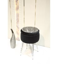 Bianco Metal Ayaklı Puflu Sehpa (Siyah - Gümüş)