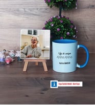 Anneanneye Hediye Fotoğraflı Dekoratif Taş, Kupa Bardak Beyaz Hediye (Model 4)