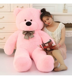 Kuki's Spielzeug 160cm Papyonlu Dev Oyuncak Peluş Ayı (Pembe)