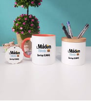 Maden Mühendisi Kupa Bardak Kırmızı Kalemlik ve Anahtarlık (Model 7)