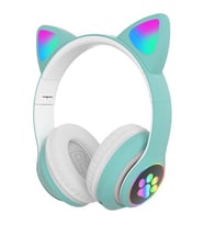 ALLY 23M Kedi Kulak Kulaküstü Bluetooth 5.0 Kablosuz Kulaklik Led Isikli (Yeşil)