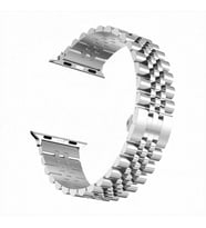 Uyumlu Model Apple Watch 7 8 9 45mm Kordon Şeritli Metal Kordon 36 (Gümüş)