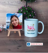 Rusça Öğretmeni Fotoğraflı Dekoratif Taş, Kupa Bardak Beyaz Hediye (Model 1)