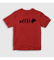 Presmono Unisex Çocuk Beyaz Evolution Evrim Motorsiklet Yarış Motoru T-Shirt 441993tt (Kırmızı)