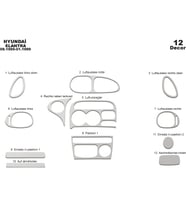 Meriç® Hyundai Elantra Ön Torpido Kaplama Maun 12 Parça 1995-1998 (Alüminyum)