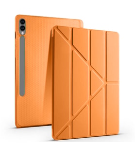 Samsung Galaxy Tab S7 Fe T735 / T737 / T730 12.4 İnç Katlanabilir Kalemlikli Standlı Akıllı Kılıf (Turuncu)