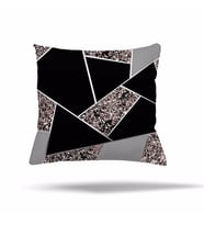 Geometrik Tavus Kuş Desen Gizli Fermuarlı Yastık Kılıfı Kırlent Kılıfı Koltuk Yastık Kılıfı  (Siyah-Gri)