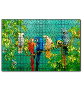 Cakapuzzle Daldaki Renkli Papğanlar Görseli  Puzzle Yapboz MDF (Ahşap) (1000 Parça)