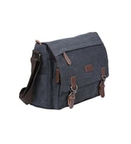 Bagacar Orjinal Kanvas Kumaş Laptop Bölmeli Unisex Çapraz Çanta Gri (Siyah)