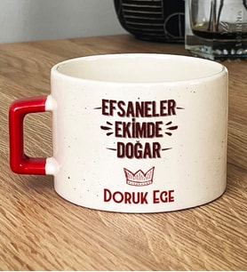 Kişiye Özel Efsaneler Ekimde Doğar Hediye Lüks Fincan Doğum Günü Hediyesi (Kırmızı)
