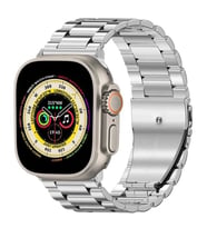 Apple Watch Ultra Seri 49mm Uyumlu Ironweft Döküm Çelik Metal Kordon (Gümüş)
